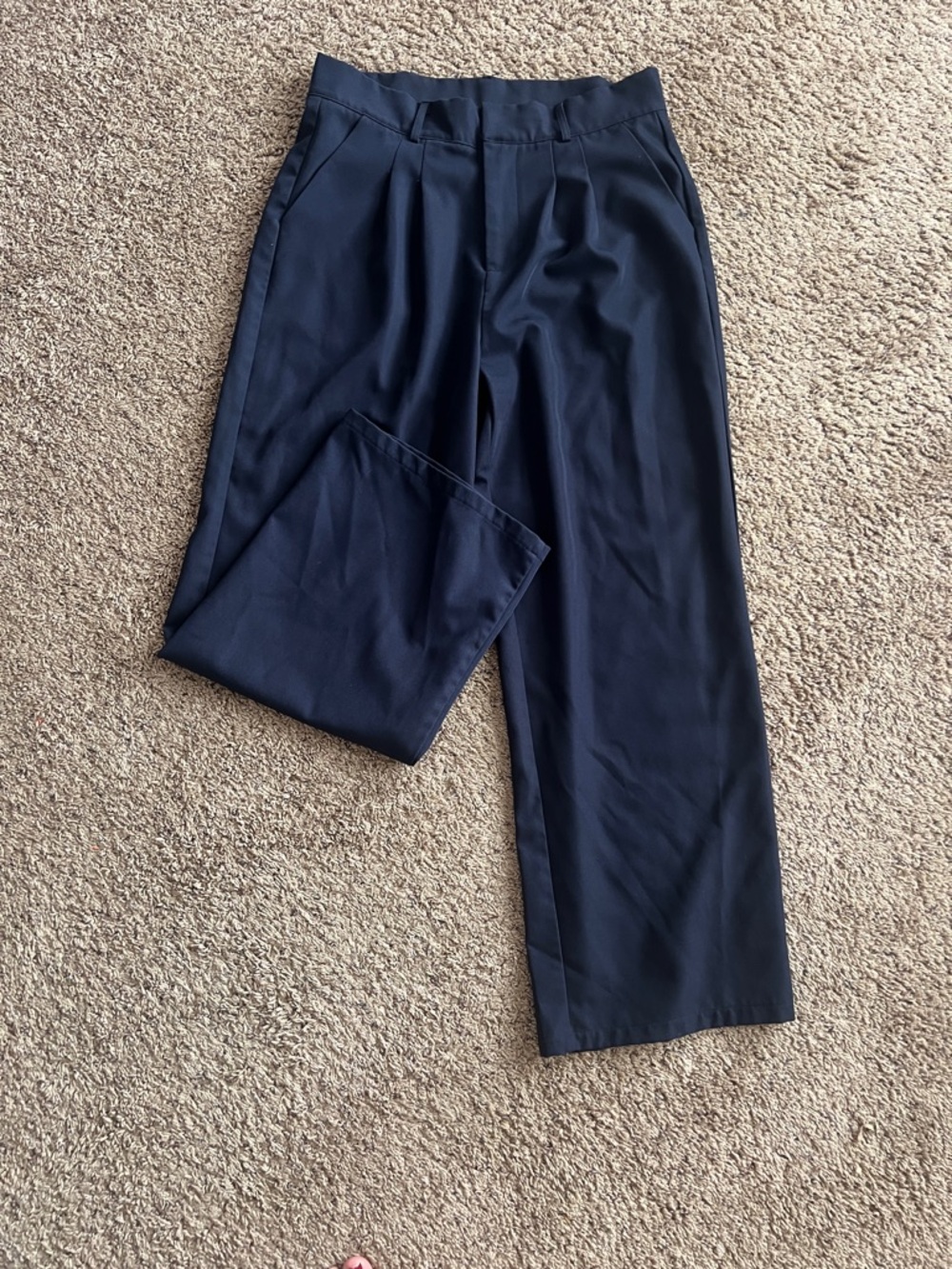 Amazon Navy Wide-Leg Dress Pants